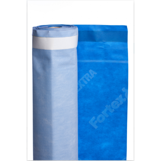 FORTEX EXTRA +2 tape, difūzmembrāna ar 2 līmlentām plat.150cm, 75m2 (zila/balta), 4779019853889 FORTEX EXTRA +2 tape, difūzmembrāna ar 2 līmlentām plat.150cm, 75m2 (zila/balta), 4779019853889