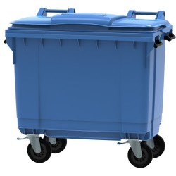 Plastmasas konteiners ar 4 riteņiem 1100L, zils