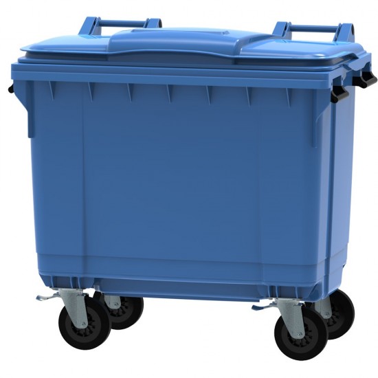 Plastmasas konteiners ar 4 riteņiem 1100L, zils