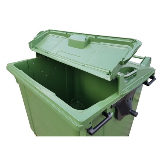 Plastmasas konteiners ar 4 riteņiem 1100L ar SPLIT vāku, zils