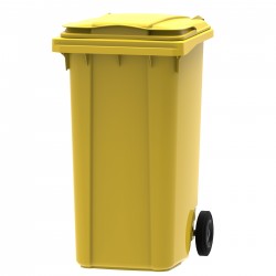 Plastmasas atkritumu konteineris ar 2 riteņiem 240L, dzeltens