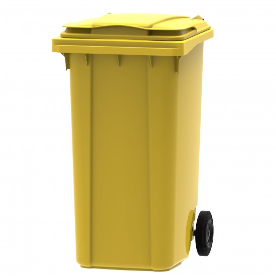 Plastmasas atkritumu konteineris ar 2 riteņiem 240L, dzeltens