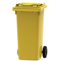 Plastmasas atkritumu konteiners ar 2 riteņiem 120L, dzeltens