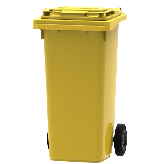 Plastmasas atkritumu konteiners ar 2 riteņiem 120L, dzeltens